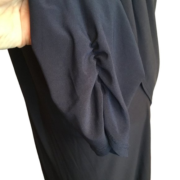 Navy Blue Wrap Front Midi Dress Quarter Length Sleeve New With Tags - Picture 4 of 8